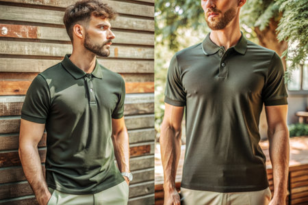 mockup polo shirt with short arm view sideの素材