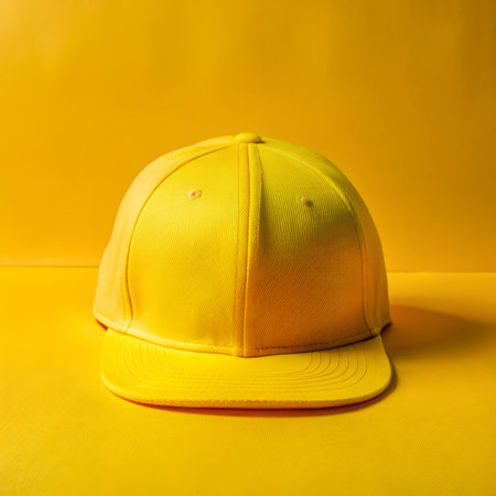 Stylish baseball cap Modern mockup on pastel background.の素材