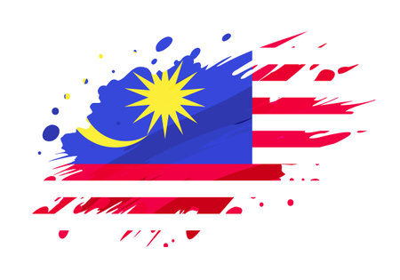 Malaysia flag painted with Grunge brush stroke, watercolor flag style.のイラスト素材