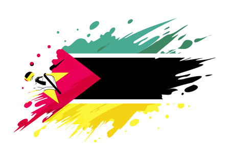 Mozambique flag painted with Grunge brush stroke, watercolor flag style.のイラスト素材