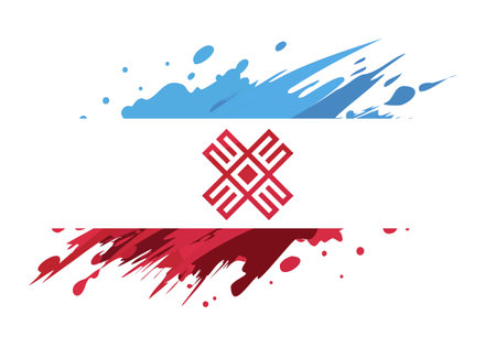 Mari flag painted with Grunge brush stroke, watercolor flag style.のイラスト素材