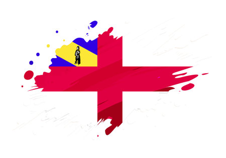 Herm flag painted with Grunge brush stroke, watercolor flag style.のイラスト素材