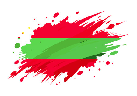 Transnistria flag painted with Grunge brush stroke, watercolor flag style.のイラスト素材