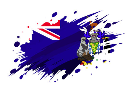 South Georgia flag painted with Grunge brush stroke, watercolor flag style.のイラスト素材