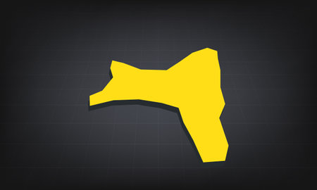 Yellow 3D Map of christmas Island on a Dark Background, Displaying Geographical Shape and Borders for Educational and Informational Useのイラスト素材