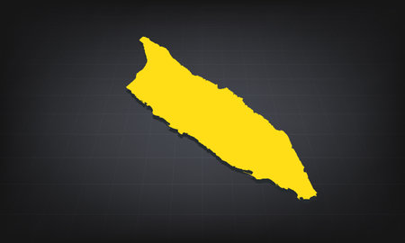 Yellow 3D Map of aruba on a Dark Background, Displaying Geographical Shape and Borders for Educational and Informational Useのイラスト素材