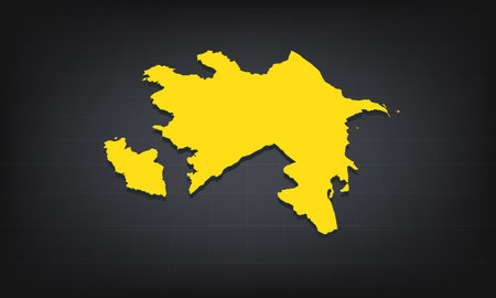 Yellow 3D Map of azerbaijan on a Dark Background, Displaying Geographical Shape and Borders for Educational and Informational Useのイラスト素材