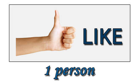 a thumb with the word like 1 person