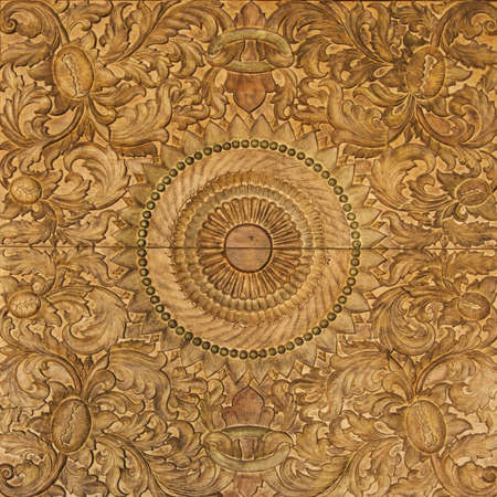 Flower wooden carving の写真素材