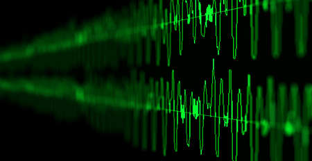 Image macro closeup of Seismic, stock market, and sound audio wave diagram. Blur, DOF.