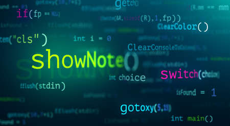 Abstract Modern tech of Programming code screen developer. C Programming Language of Computer script...