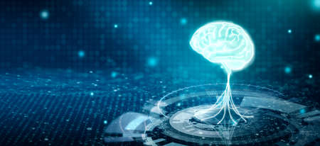 Virtual brain of Artificial intelligence. Machine learning, Neural network of Futuristic technology....