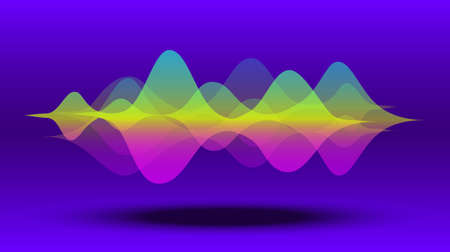 Multicolor abstract fluid sound wave. Audio digital equaliser technology, pulse musical, and light...