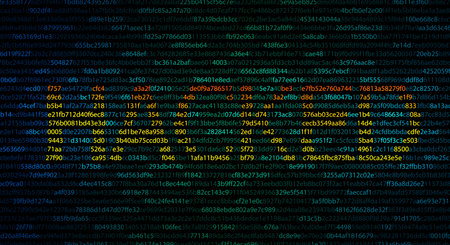 Hacked word on screen binary code digital background. Cyber crime and internet privacy hacking. Network security, Cyber attack, Computer Virus, Ransomware, and Malware Concept.の写真素材