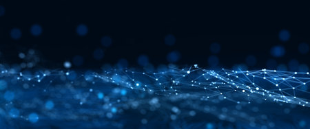 Abstract blue futuristic technology big data digital background. Network connection structure and...