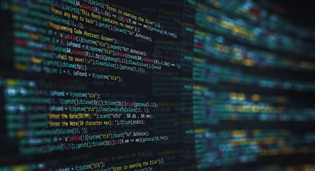Abstract Modern tech of Programming code screen developer. C Programming Language of Computer script...