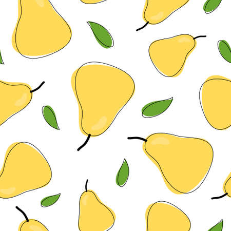 Yellow Pear Seamless Patternのイラスト素材