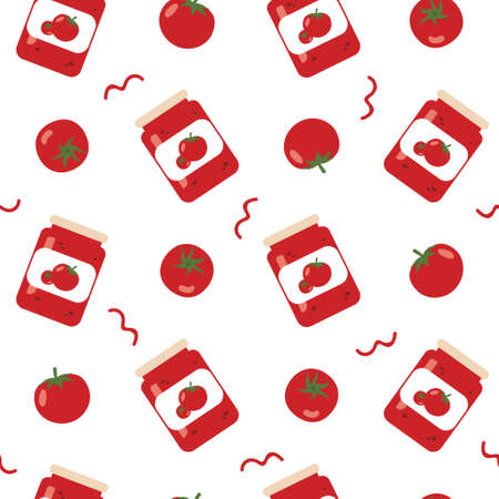 Tomato jam seamless vector patternのイラスト素材