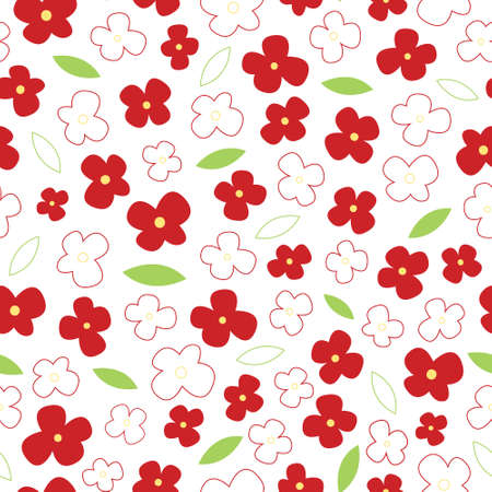 Mini White and Red Flower Seamless Patternのイラスト素材