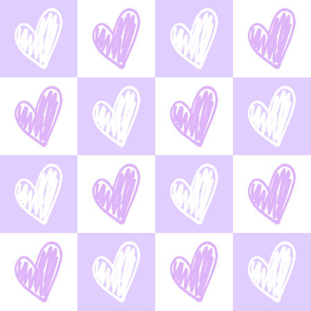 Hand Drawn Purple Heart Seamless Patternのイラスト素材
