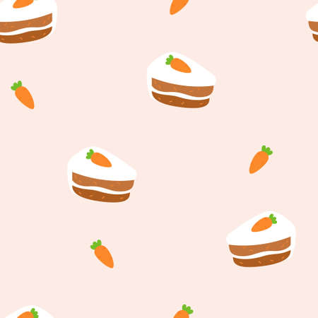 Cute Carrot Cake Seamless Patternのイラスト素材