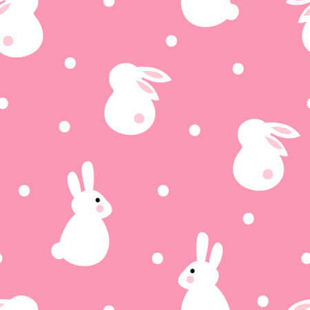 Cute Rabbit Polka Dot Seamless Patternのイラスト素材