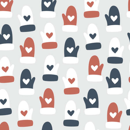 Cute Blue & Red Gloves Seamless Patternのイラスト素材