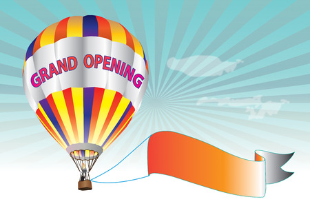 Grand Opening Sign colorful hot air balloonのイラスト素材