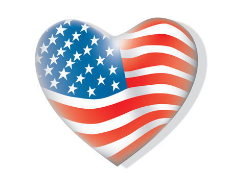 United States flag. USA Independence Day background. Fourth of July celebrate. heart shape.のイラスト素材