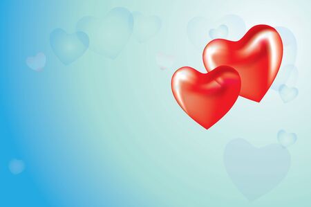 Two red heart float on blue backgroundのイラスト素材
