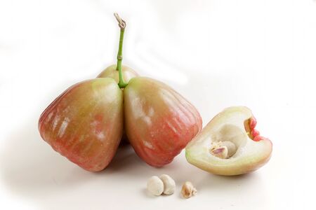green rose apple (chomphu) isolated on white background. Fruit heart shape.