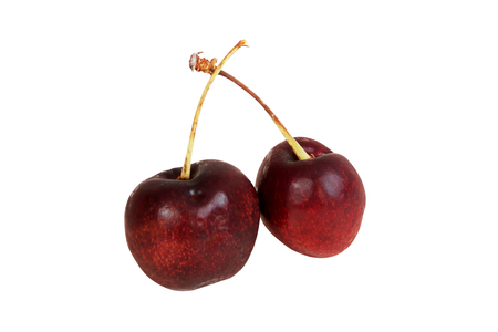 cherries isolated on whiteの写真素材