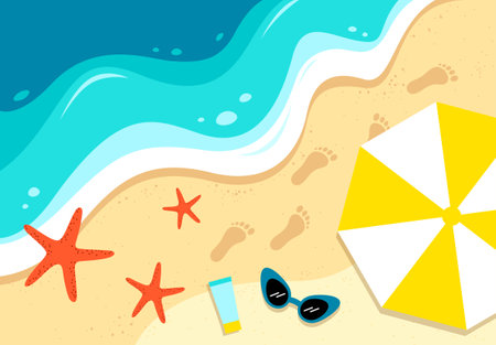 tropical beach shore vector illustrationのイラスト素材