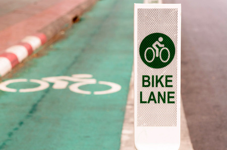 Bike lane, road for bicycles  in the cityの写真素材