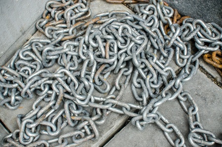 Old chains form top view chains, steel, freedomの写真素材