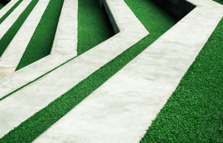 Stairway with green artificial grass, landscape architecture and background designの写真素材
