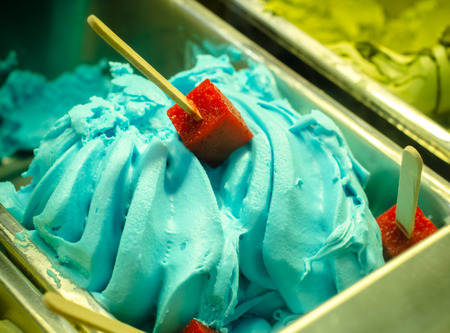 Turquoise italian ice cream, retro filter effectの写真素材
