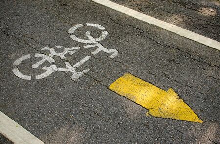 Bike lane, road for bicycles. empty bicycle lane in a parkの写真素材