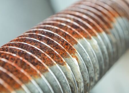 Rusty red nut and bolt, Selective focus and close upの写真素材