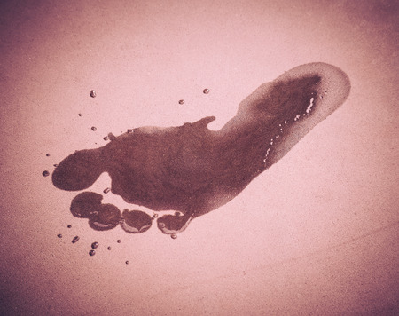 Color filter effect/ Human footprint on gray floor, ?Body language conceptの写真素材