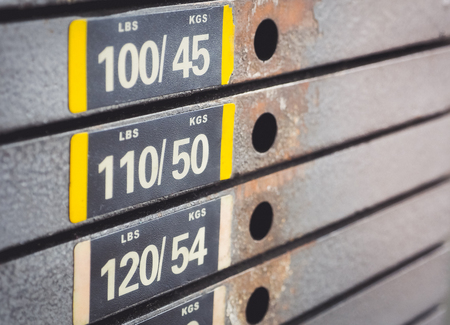 Selective focus and close up of machines at the gym room, With place your text