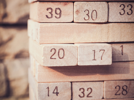 Number 2017 with new year on Toy number blocks /Color filter and Selective focus