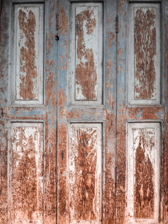 Textures of old wooden door background, Thailand