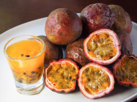 Passion fruit and Juicy on white dish
