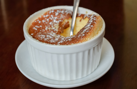 Cheese souffle on table, Close up and Selective focusの写真素材