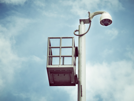 CCTV camera security in a city (security, safety, technology)の写真素材
