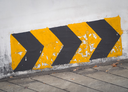 Sign for UP direction, Yellow traffic sign from the car tunnel.の写真素材