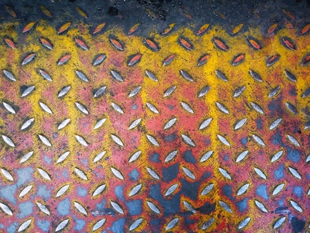 Rusty weathered metal diamond plate,Used for textured and backgroundの写真素材