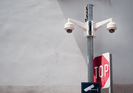 CCTV camera security on the old wall , With place your text (security, safety, technology)