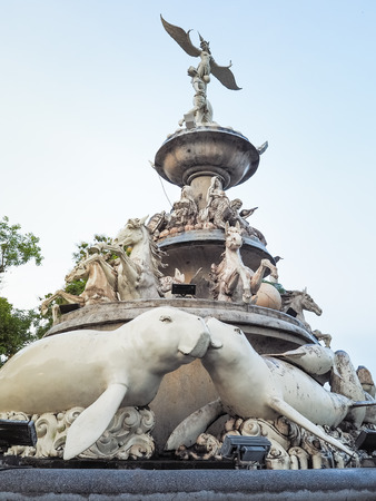 Trang, Thailand. 10th October 2018: Trang, THAILAND. Roundabout sculpture dugongs (Trang Memorial of Identity) Which is the main symbol of provincial. Provinces on the Andaman Sea with beautiful underwater sights in the world.のeditorial素材